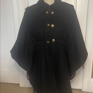 Black Cape Coat with Gold Buttons Side snap for perfect fit